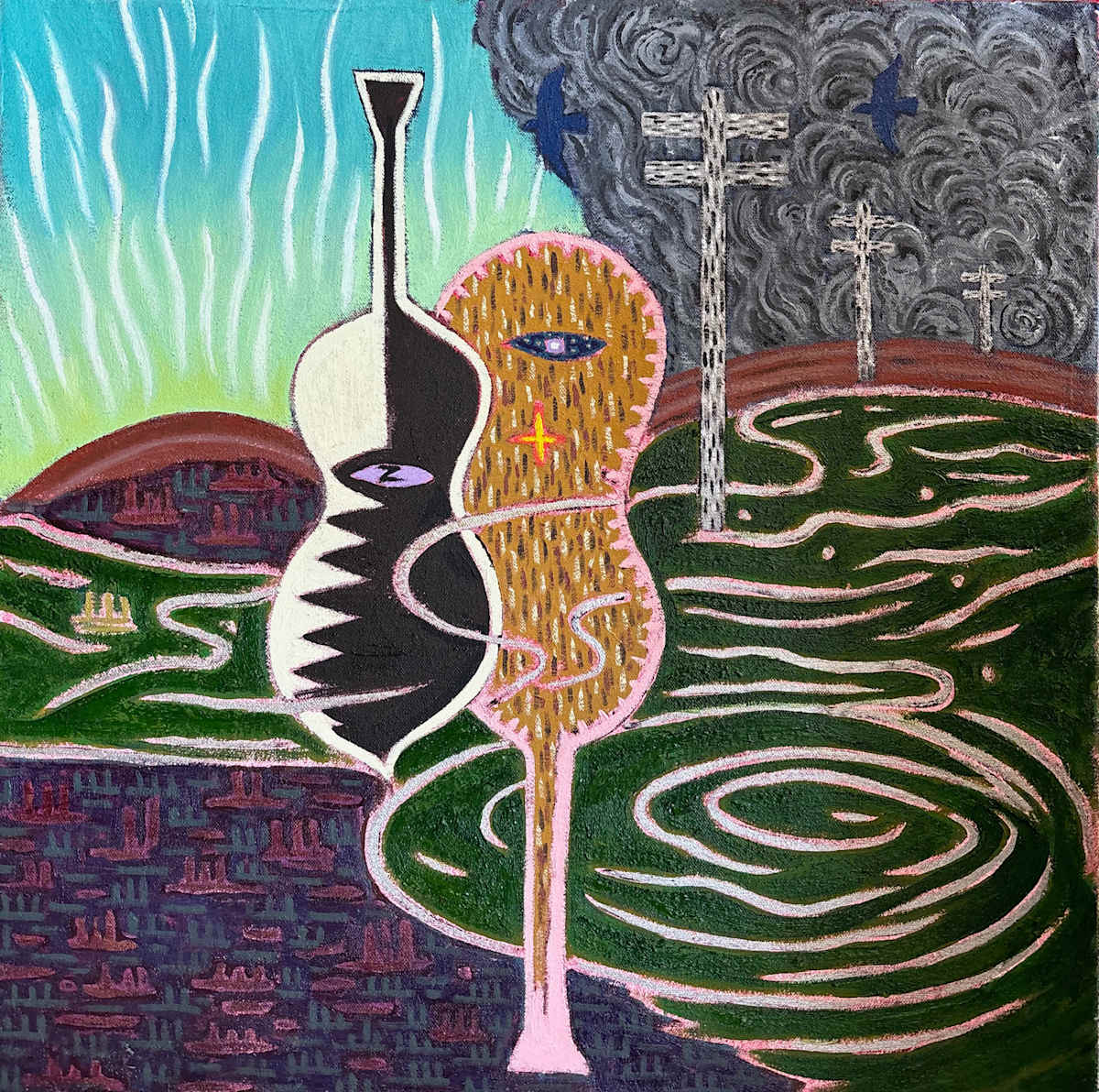 Two guitars avec les Couteau by Francis Pavy, Image 1.