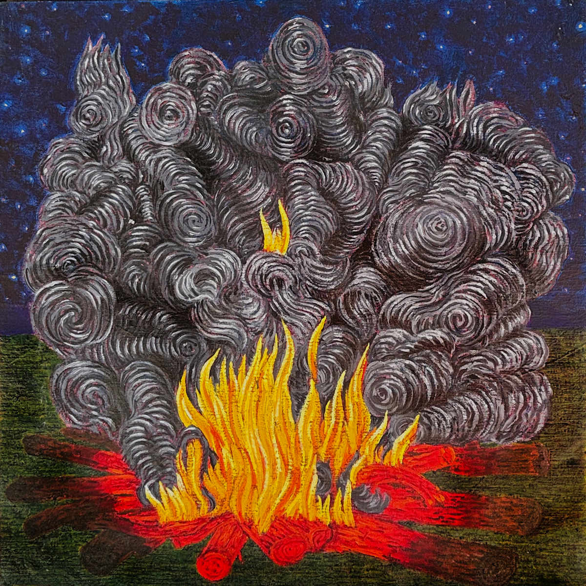 Burning Green Firewood by Francis Pavy 