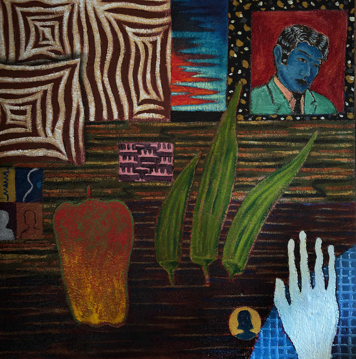 King bee with okra and pepper by Francis Pavy, Image 1.