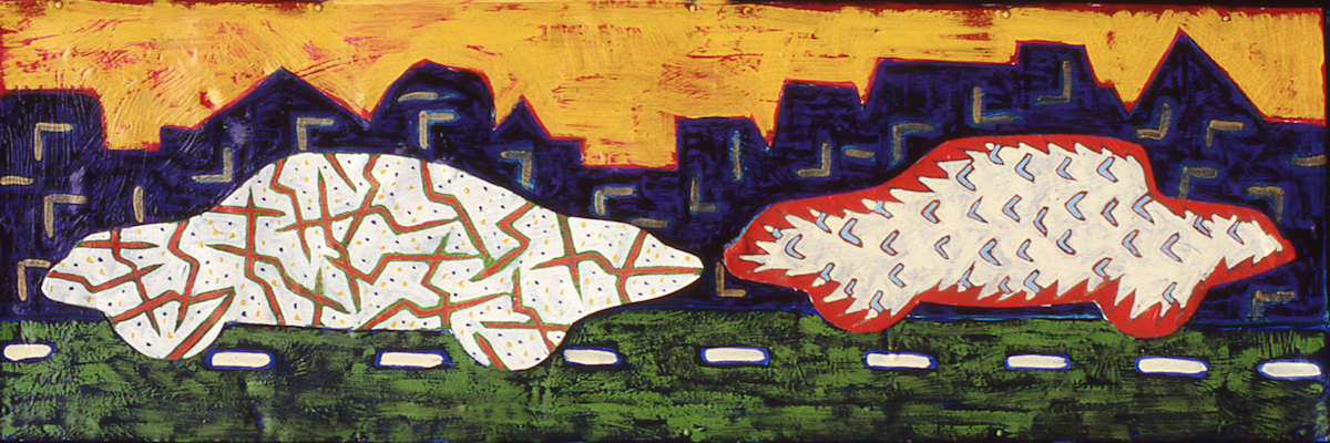 Two cars in the city by Francis Pavy 