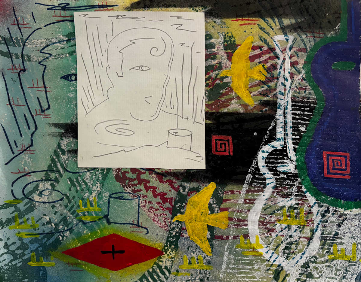 Man with Beer and Purple Guitar by Francis Pavy, Image 1.