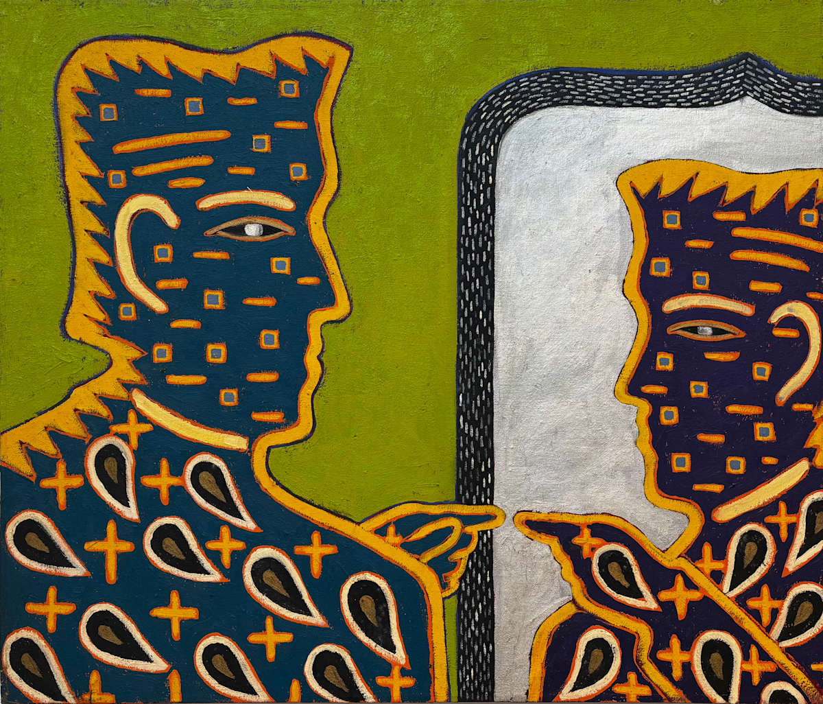 A Man Talking to Himself in a Mirror by Francis Pavy, Image 1.