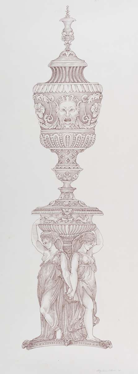 Aqua Tofana (Study of "Two woman holding a vase" by Marcoantonio Raimondi , after Raphael (circa 1510-1515).) by Myriam Black, Image 1.