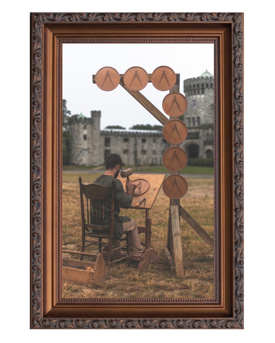 VIII - Eight of Coins - Minor Arcana - 24kt Gold Leaf Embellished by Nicolas Bruno, Image 1.