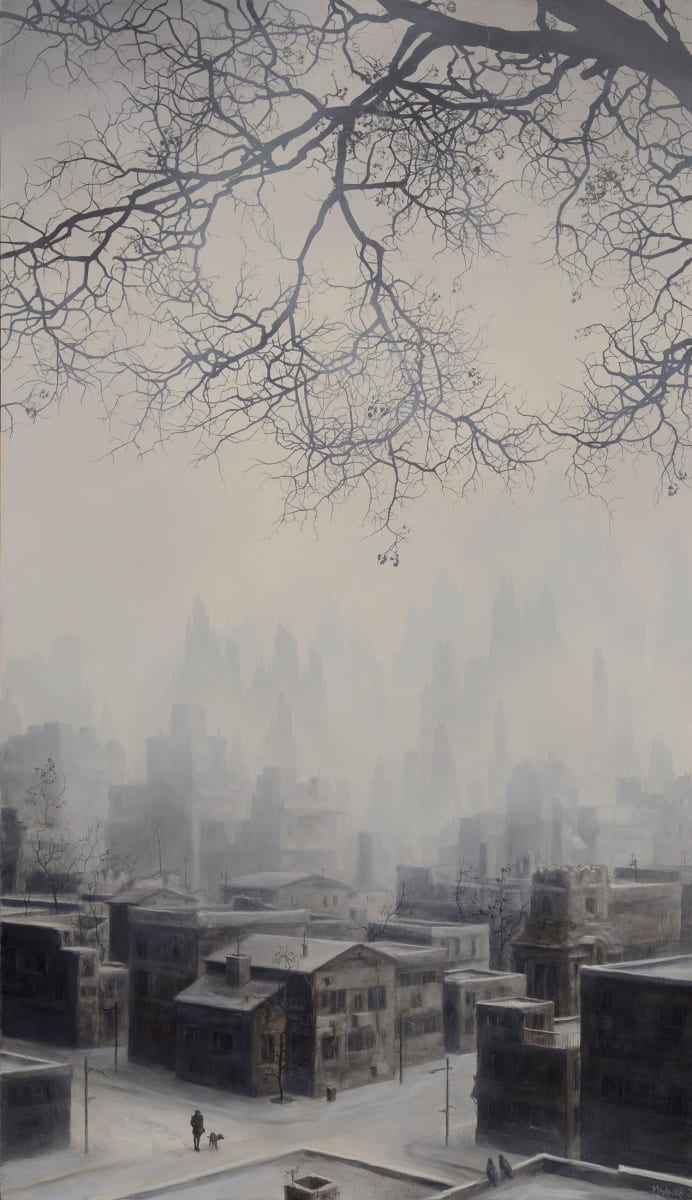 Girl with Dog on a Snowy Street by Brian Mashburn, Image 1.