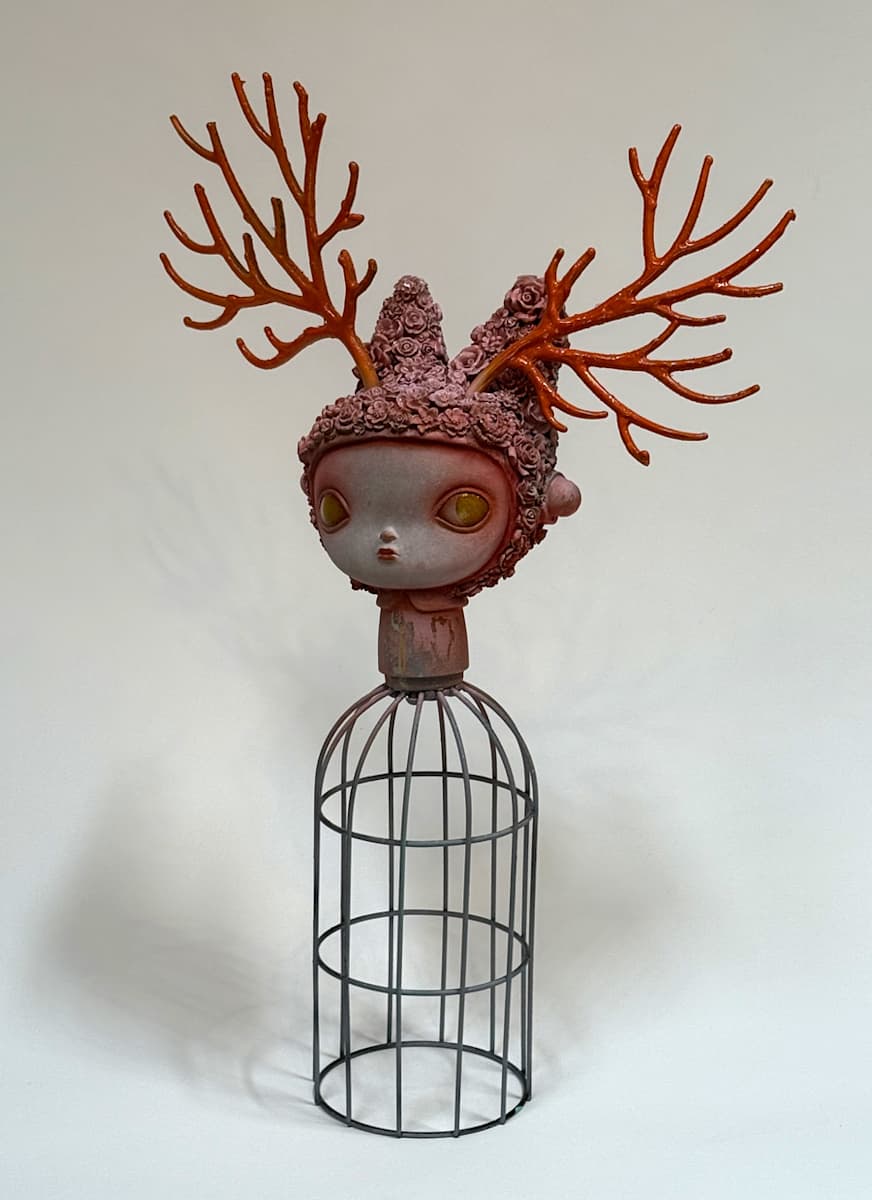 2 Faced Pink Flora Jackelope by Kathie Olivas, Image 1.