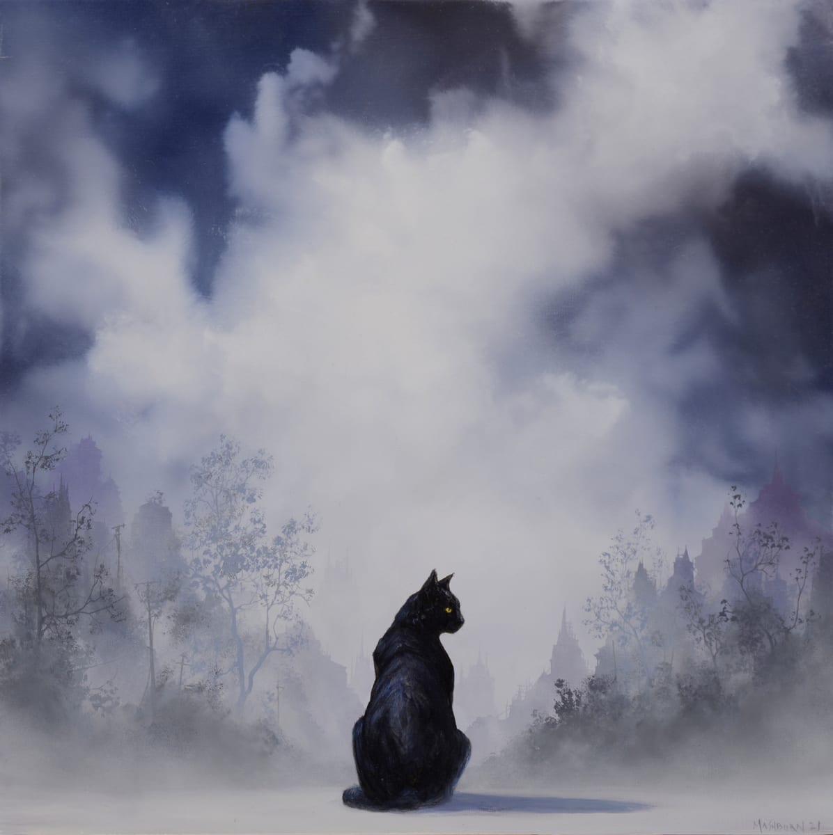Seated Black Cat by Brian Mashburn 