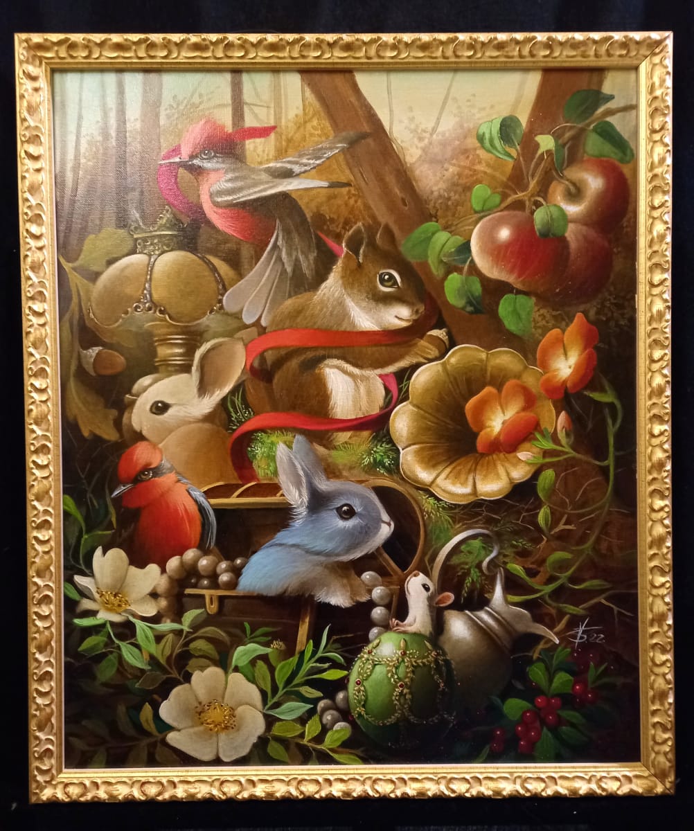 Blue bunny in a trunk by Zoe Chigi 