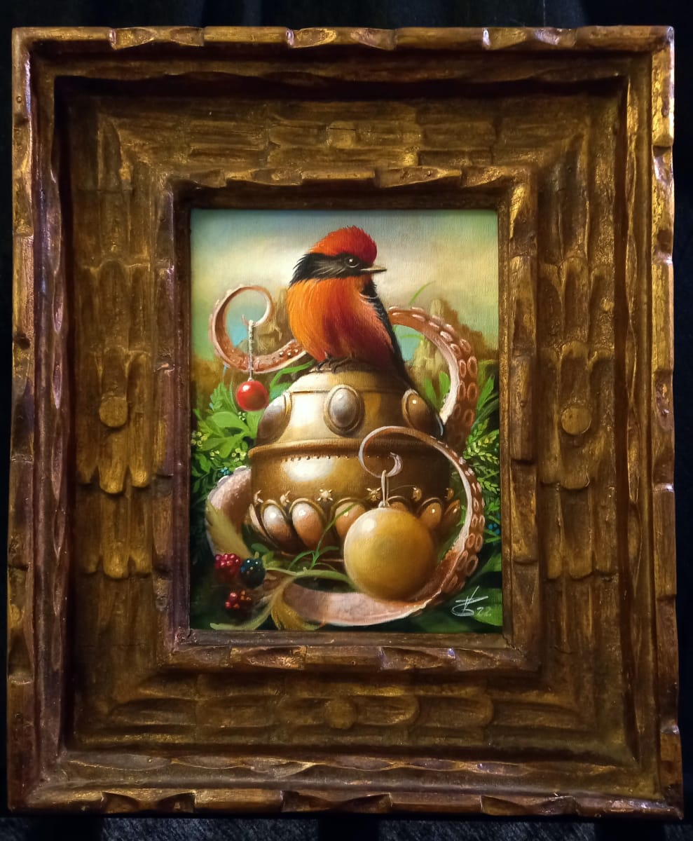 red bird among mountains by Zoe Chigi 