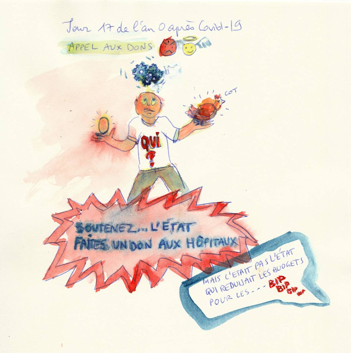 Jour 17 de l’an 0 après Covid - 19  - Appel aux dons by Marie Désert  Image: Copyright Adagp, Paris 2020