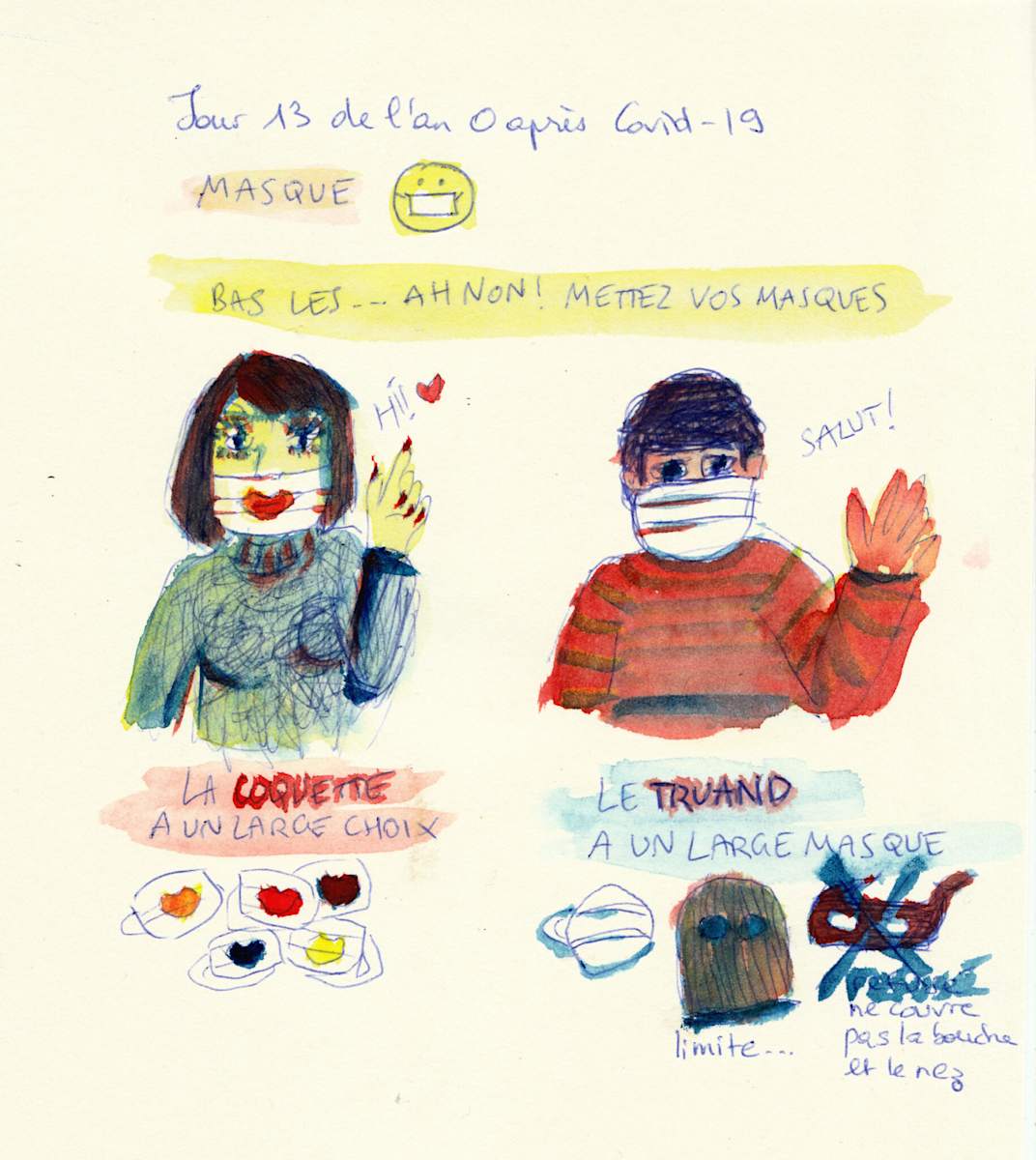 Jour 13 de l’an 0 après Covid - 19  - Masque by Marie Désert  Image: Copyright Adagp, Paris 2020