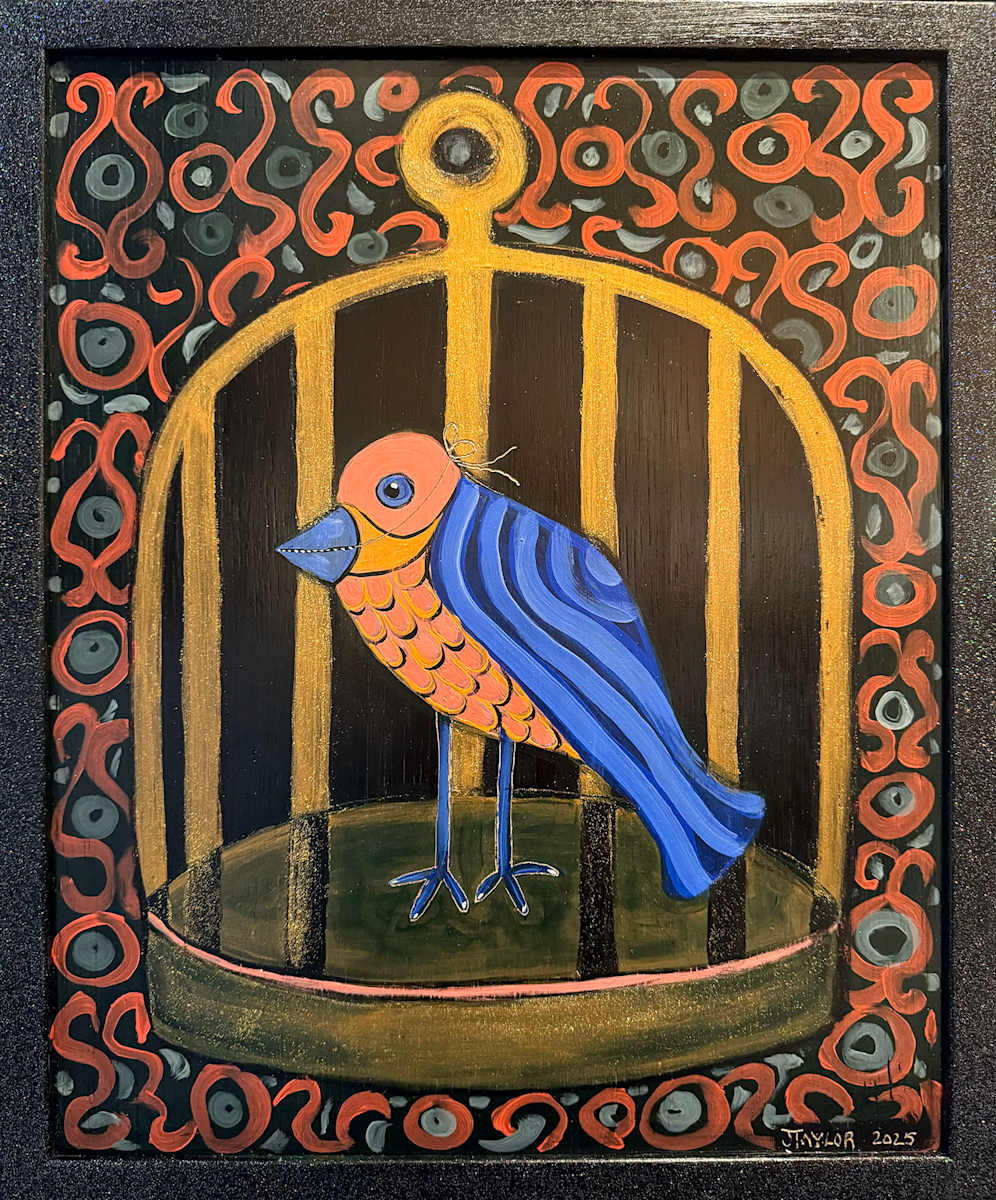 Caged Bird in Mask by Jennifer Taylor 