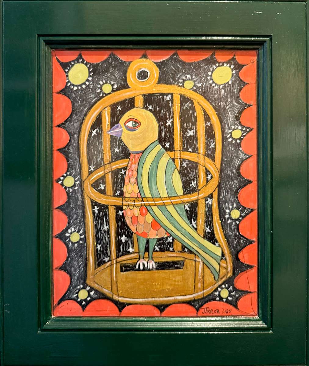 Caged Bird with Lavender Beak by Jennifer Taylor 