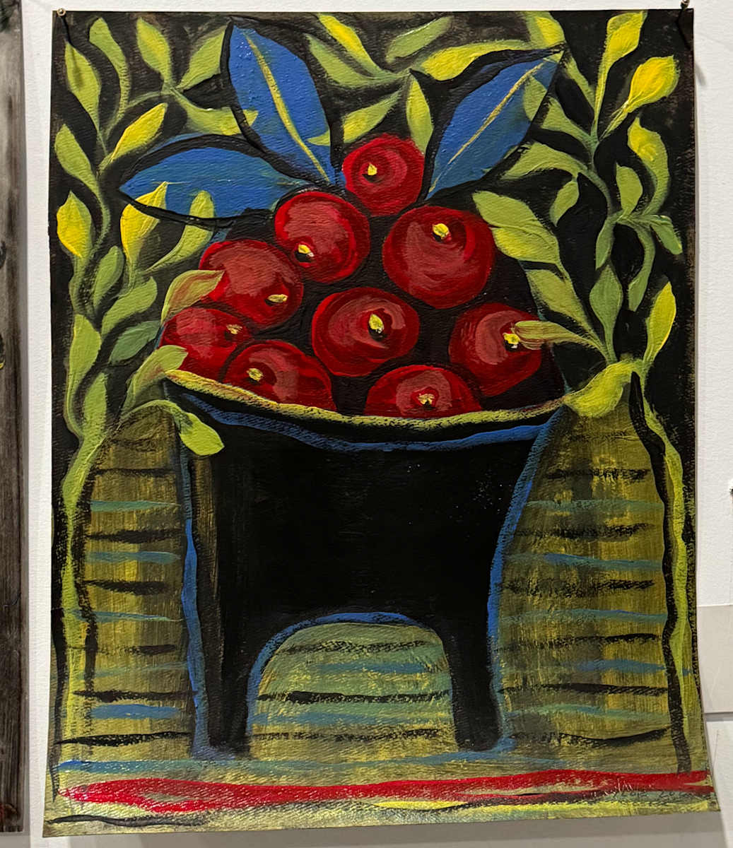 apples in black vase by Jennifer Taylor 