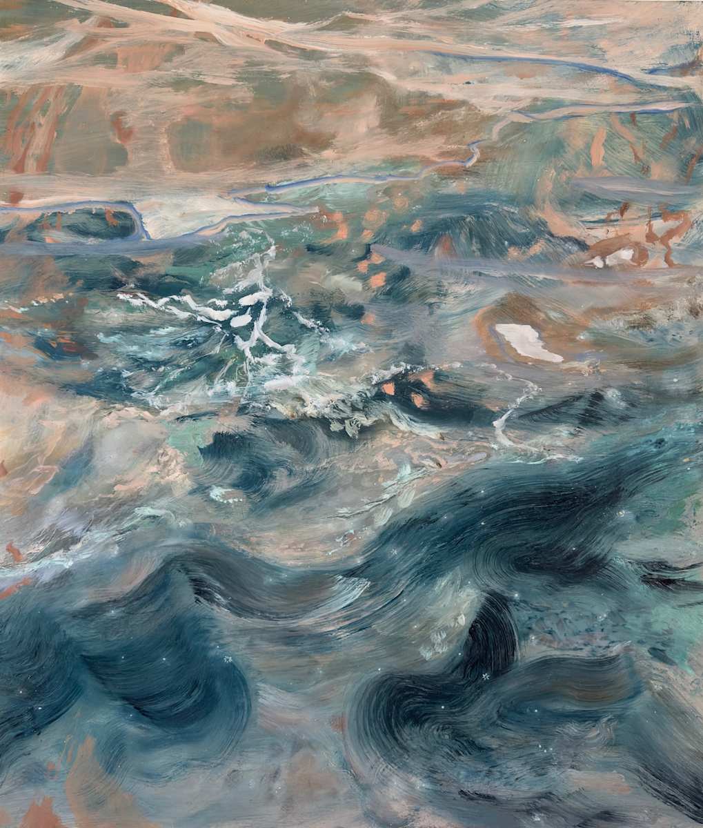 Sealestial Fragment by Nicole Steenhof  Image: Oils on board, framed Tasmanian oak