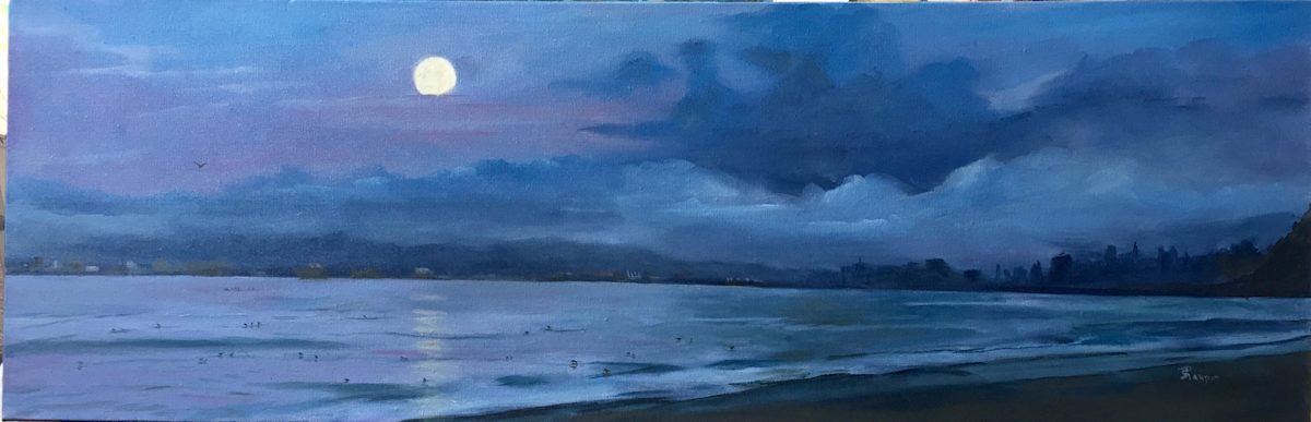 Moon Setting over San Francisco, Image 1.