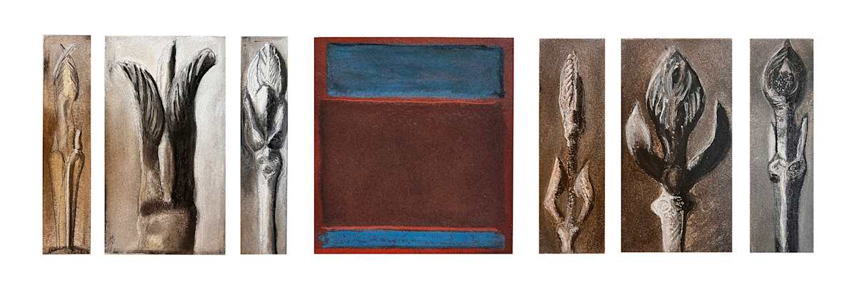 Triptych: Buds with Cobalt and Rust_BlossKO -002 by Ema Lahey, Image 5.