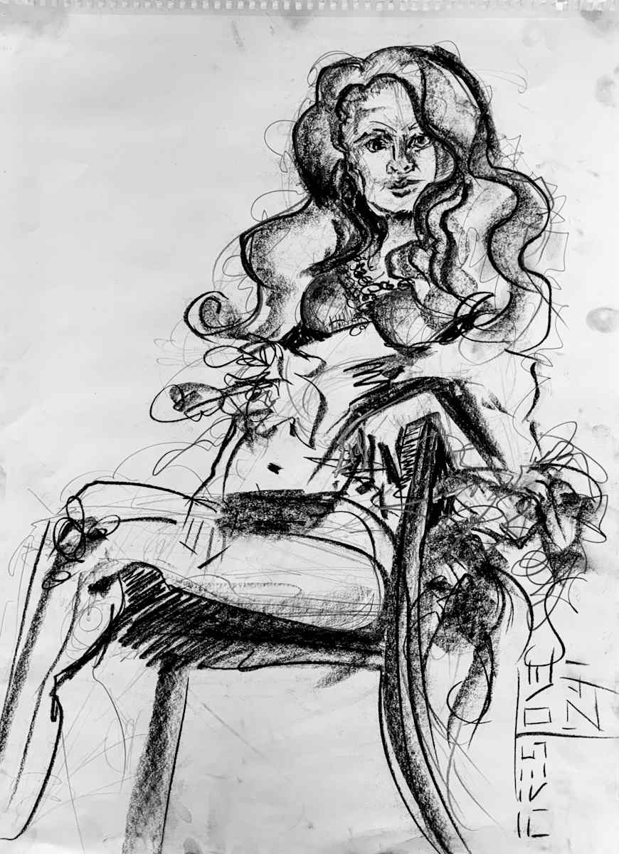 Burlesque Beauty, Nude Sketch No.7 by Robbi Firestone 