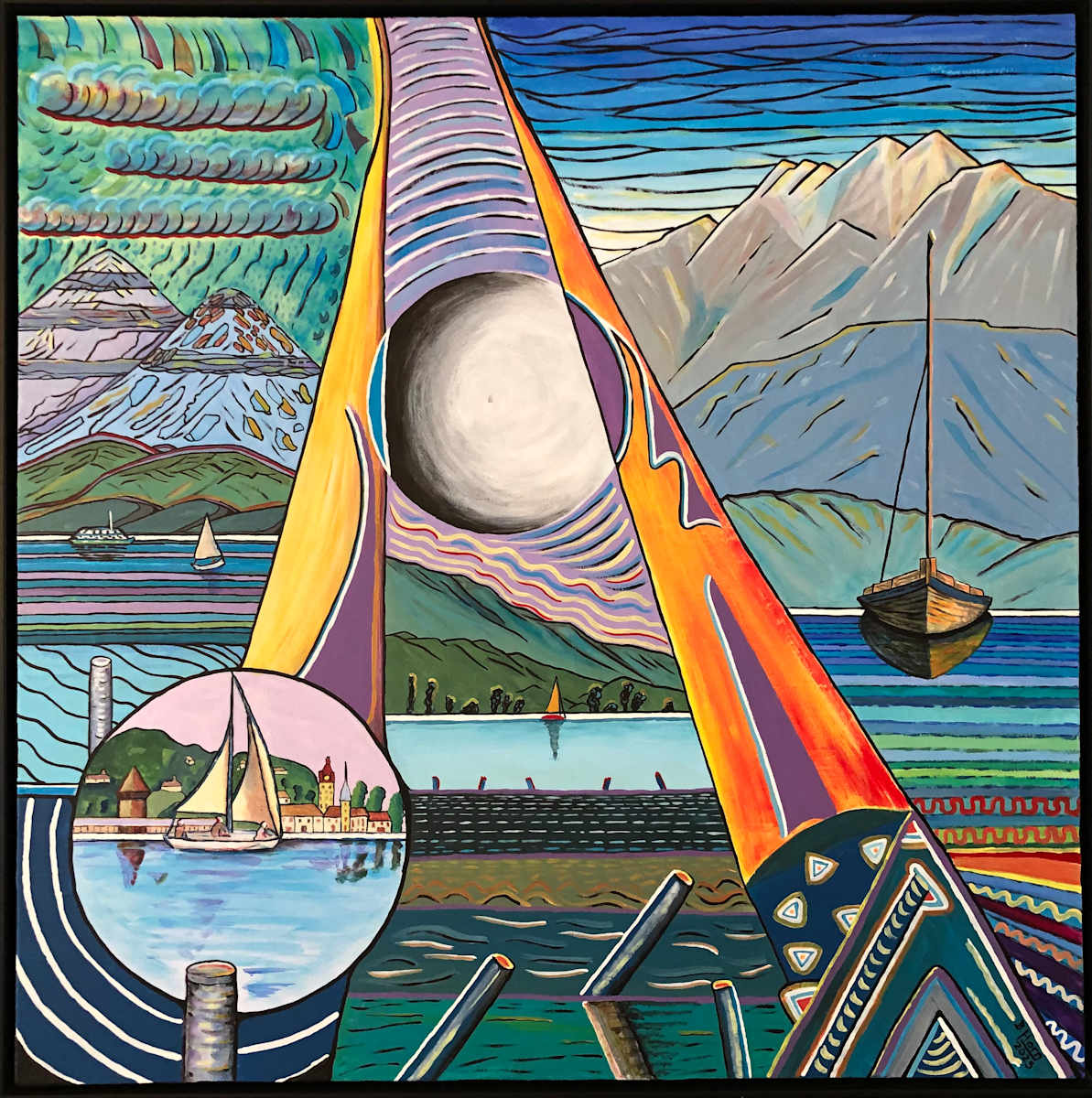 Composition Lake Lucerne by Betsy Horn  Image: Composition Lake Lucerne - Framed Image