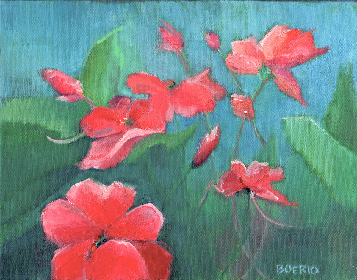 Impatiens Plein Air (framed) by Carrie Lacey Boerio  Image: © Carrie Lacey Boerio 