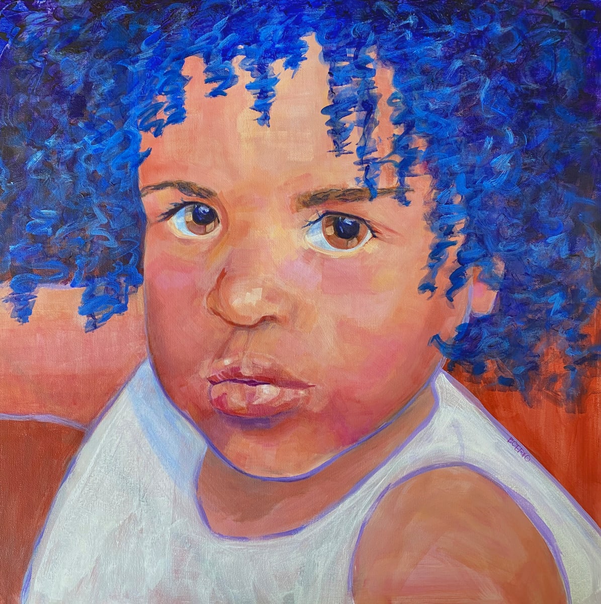 Seen (20x20") by Carrie Lacey Boerio  Image: "Seen" portrait of young girl by carrie lacey boerio