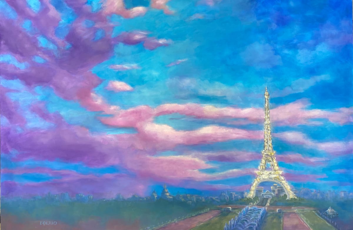 Paris at dusk (24 x 36") by Carrie Lacey Boerio 