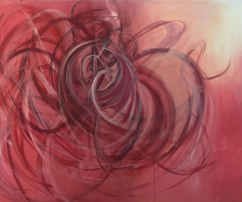 Orange circle dream acrylic  3x5'  2016 by Renee brown, Image 1.