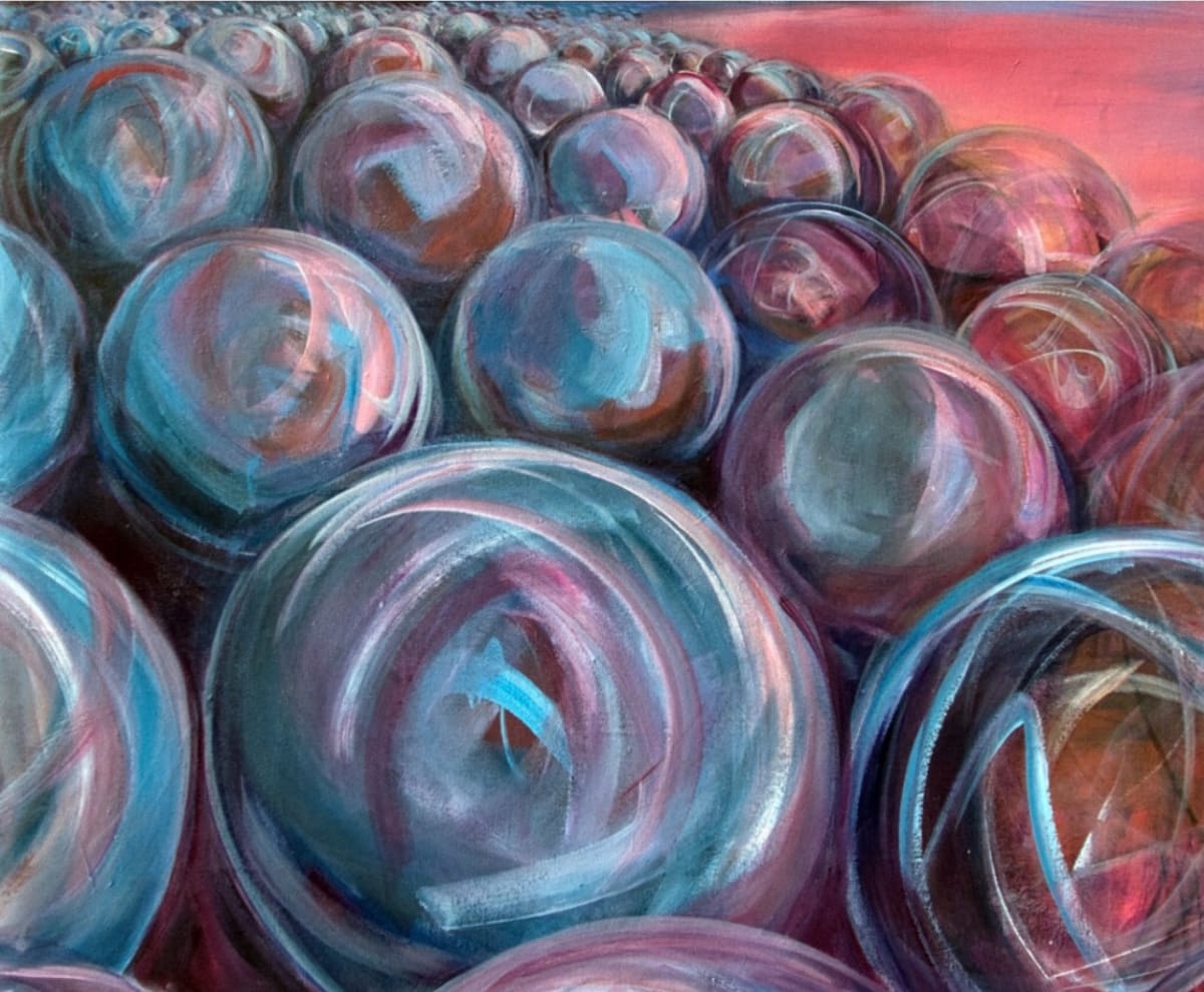 Blue sphere acrylic  30x40''  2017 by Renee brown, Image 1.