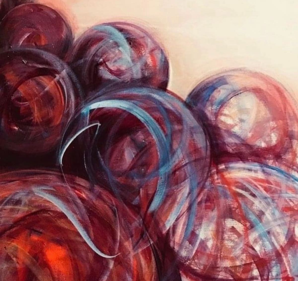 Red sphere acrylic 2016  print by Renee brown 