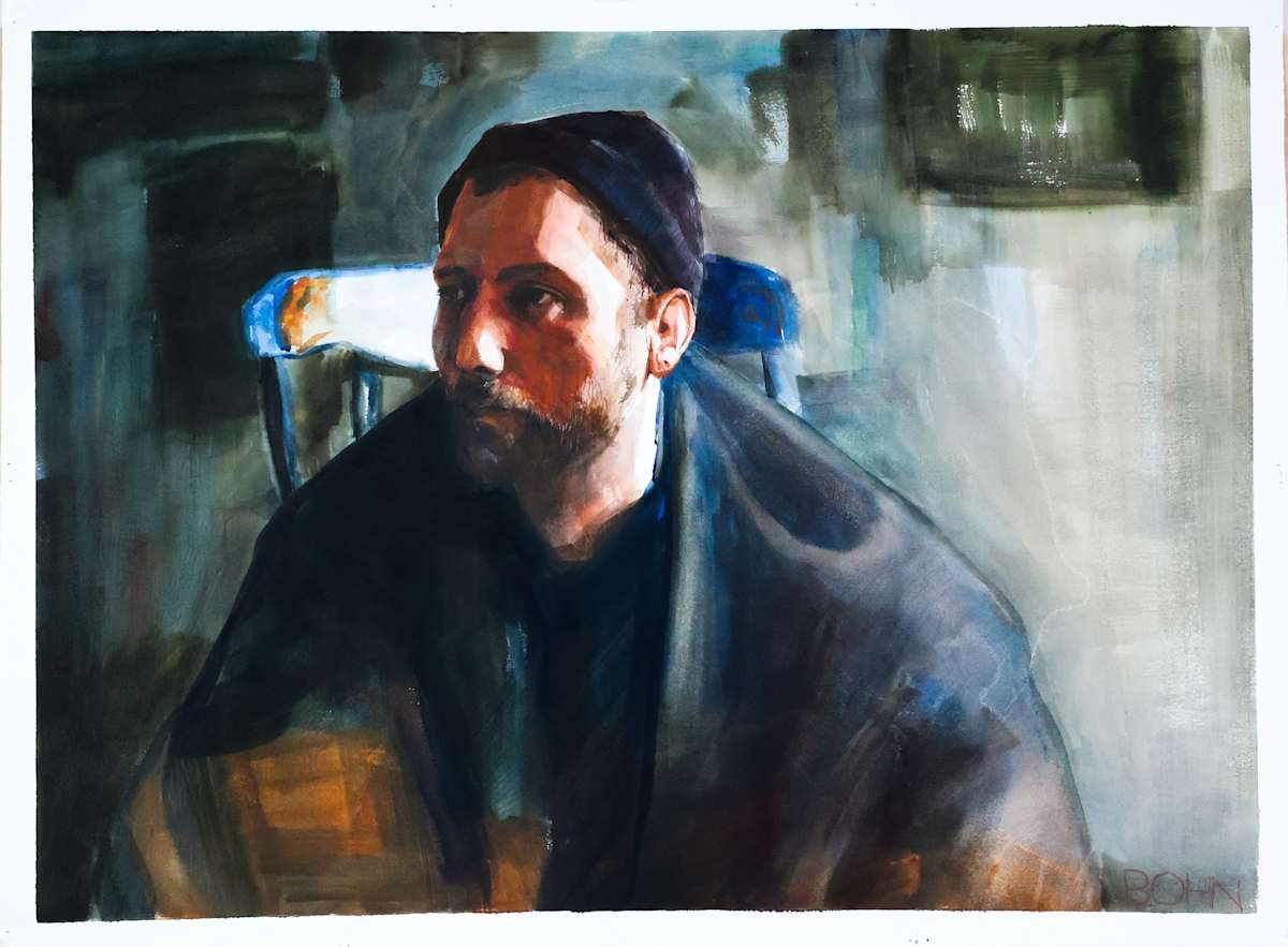 Self Portrait with Blanket by Christopher Bohn, Image 1.