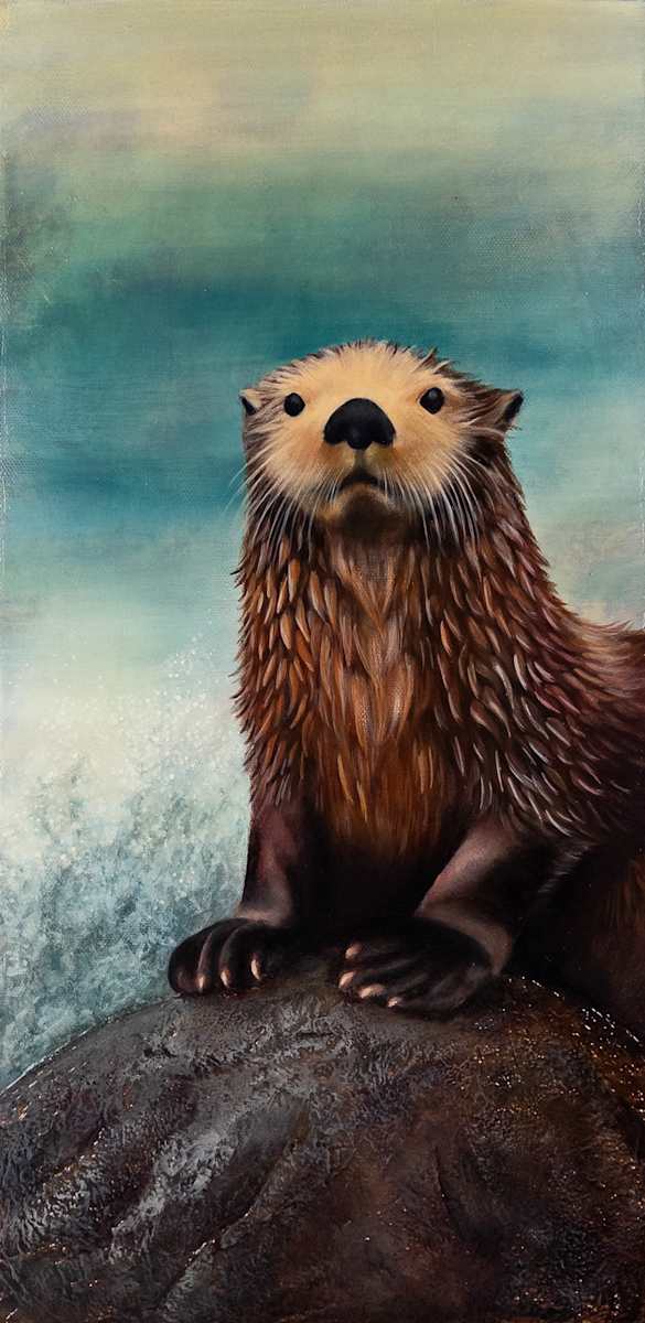 A Moment Held in Stillness by Katheryn Anne Hande  Image: Otter painted on 100% Pure Copper Leaf and Patina
