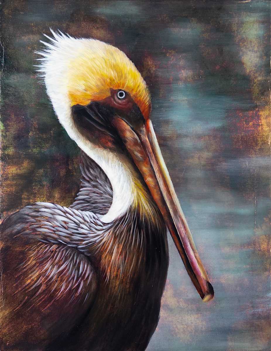 Noble Watcher, Crowned with Dignity by Katheryn Anne Hande  Image: Noble Watcher, Crowned with Dignity — A regal Brown Pelican poised in calm strength by the sea.
