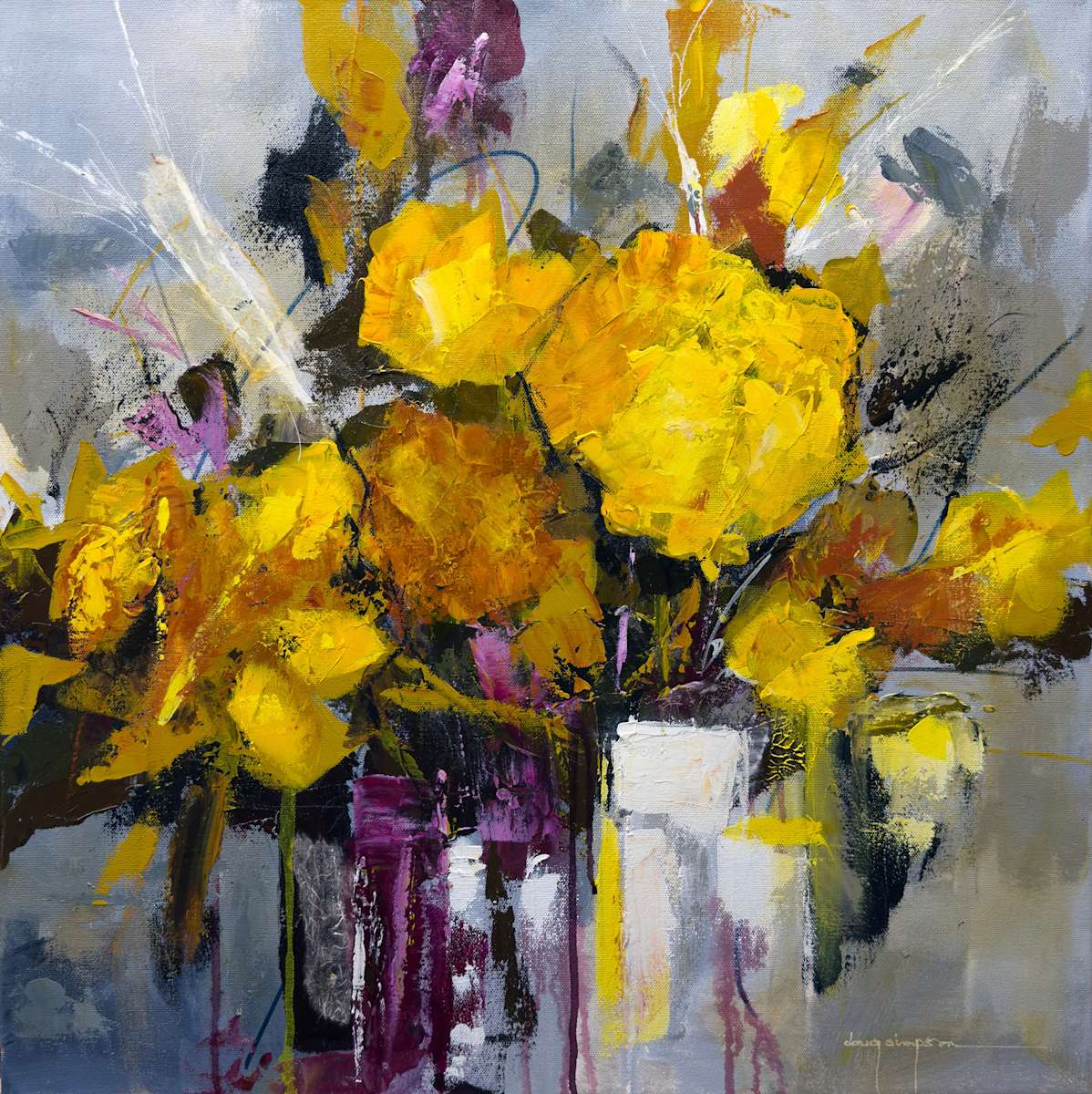 Wild Bouquet in Violet Vase by Abstract Art by Doug Simpson, Image 1.