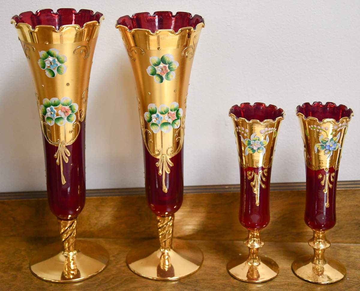 Ruby Glass Vases, Image 1.