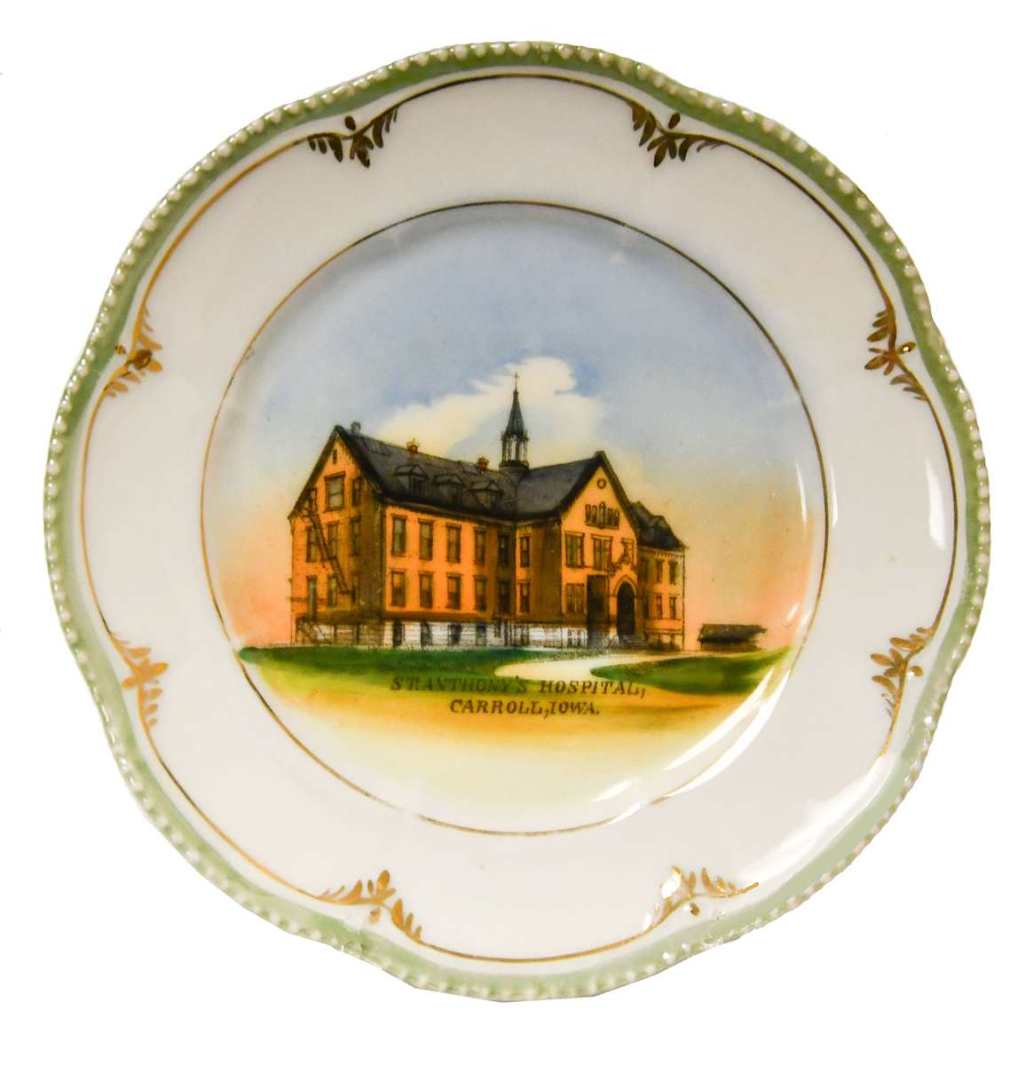 Ceramic Plate, St. Anthony's Hospital, Carroll, Iowa,, Image 2.