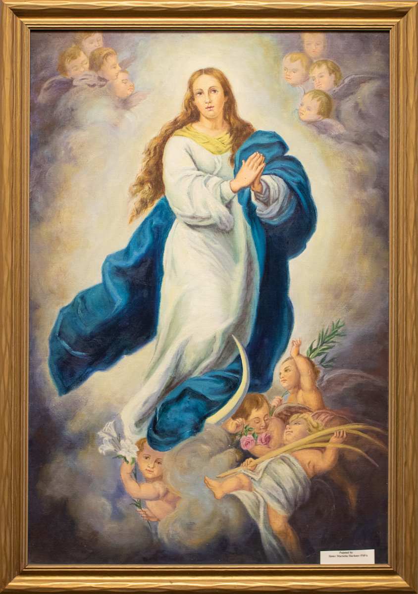 Madonna Among Cherubs, Bartolomé Esteban Murillo Copy by Marietta Hackner, FSPA 