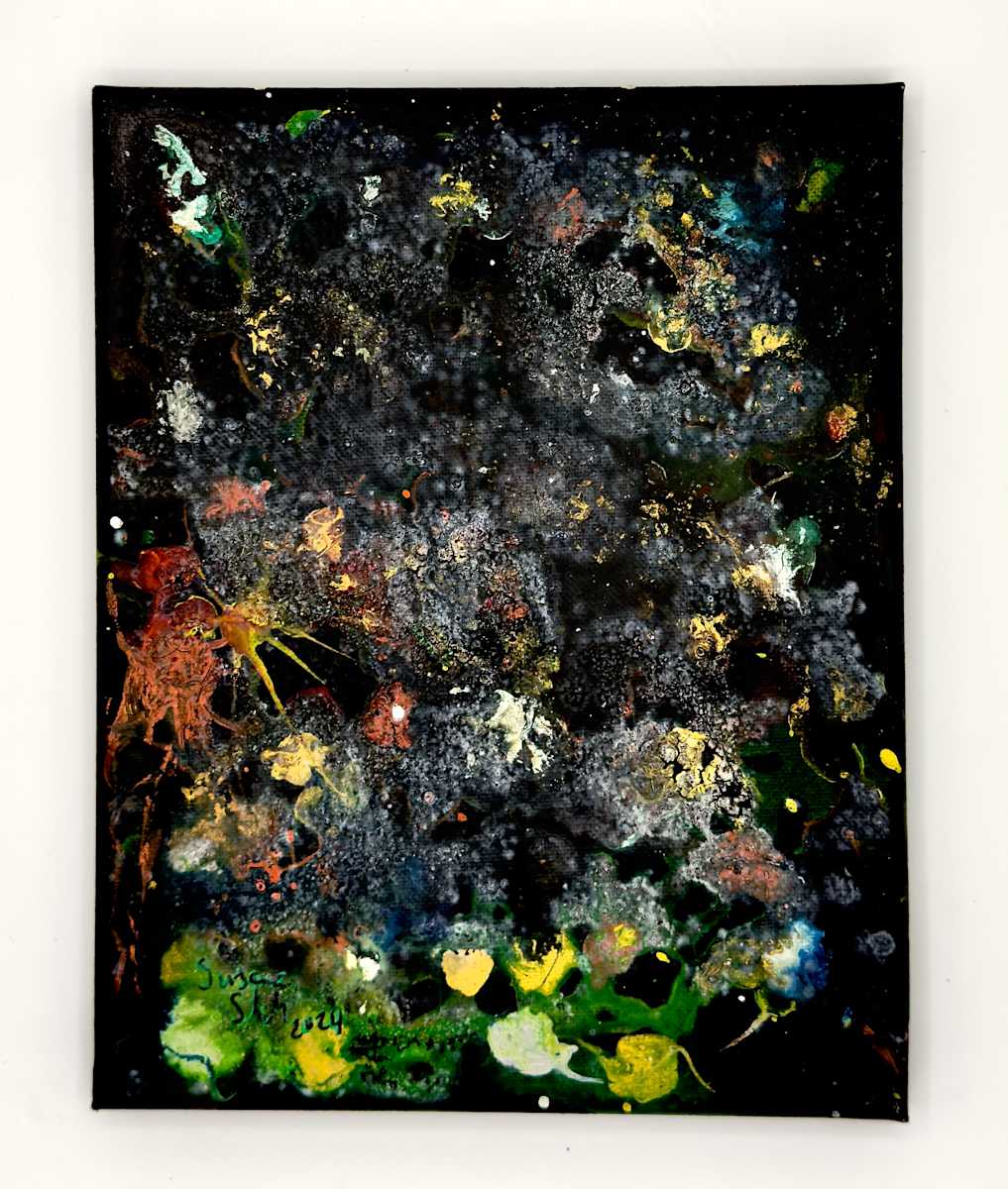 A Stroll into the Woods by SUSANA K. MARSCH  Image: A shadowed forest floor where hidden lights bloom and secrets take root.”