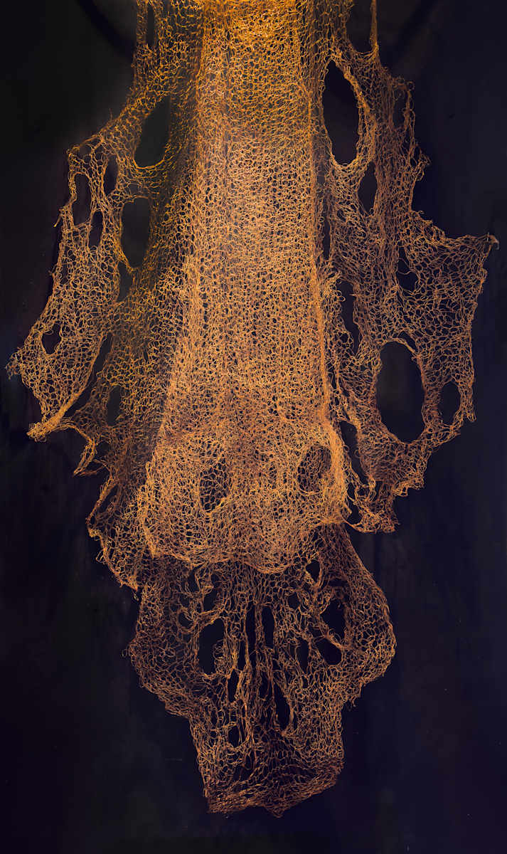 Crocheted copper wire robe by David Edlefsen 