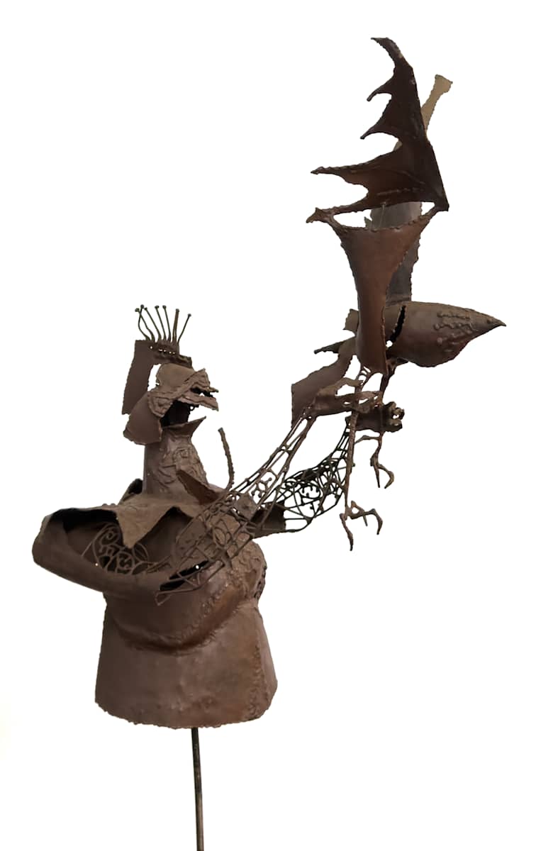Untitled (figure and bird) by Don Drum 