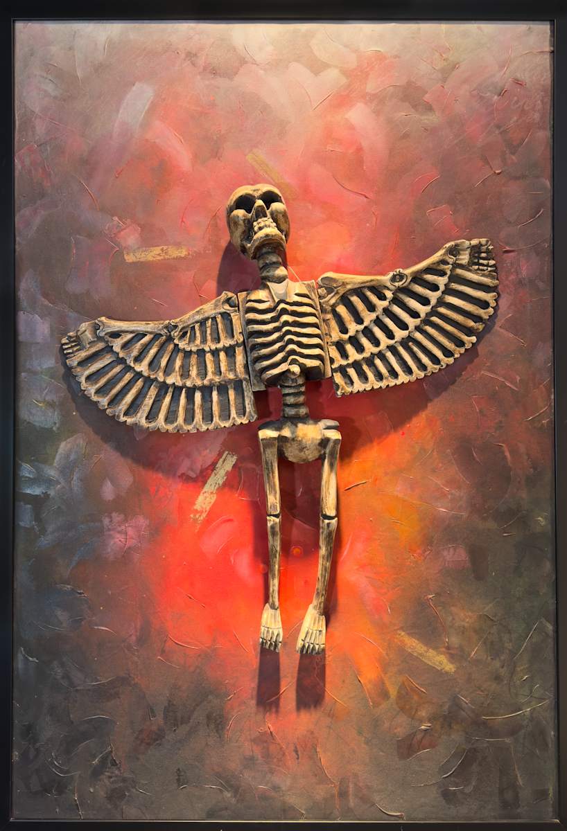 Untitled (maroon with skull) by Rick Leman 