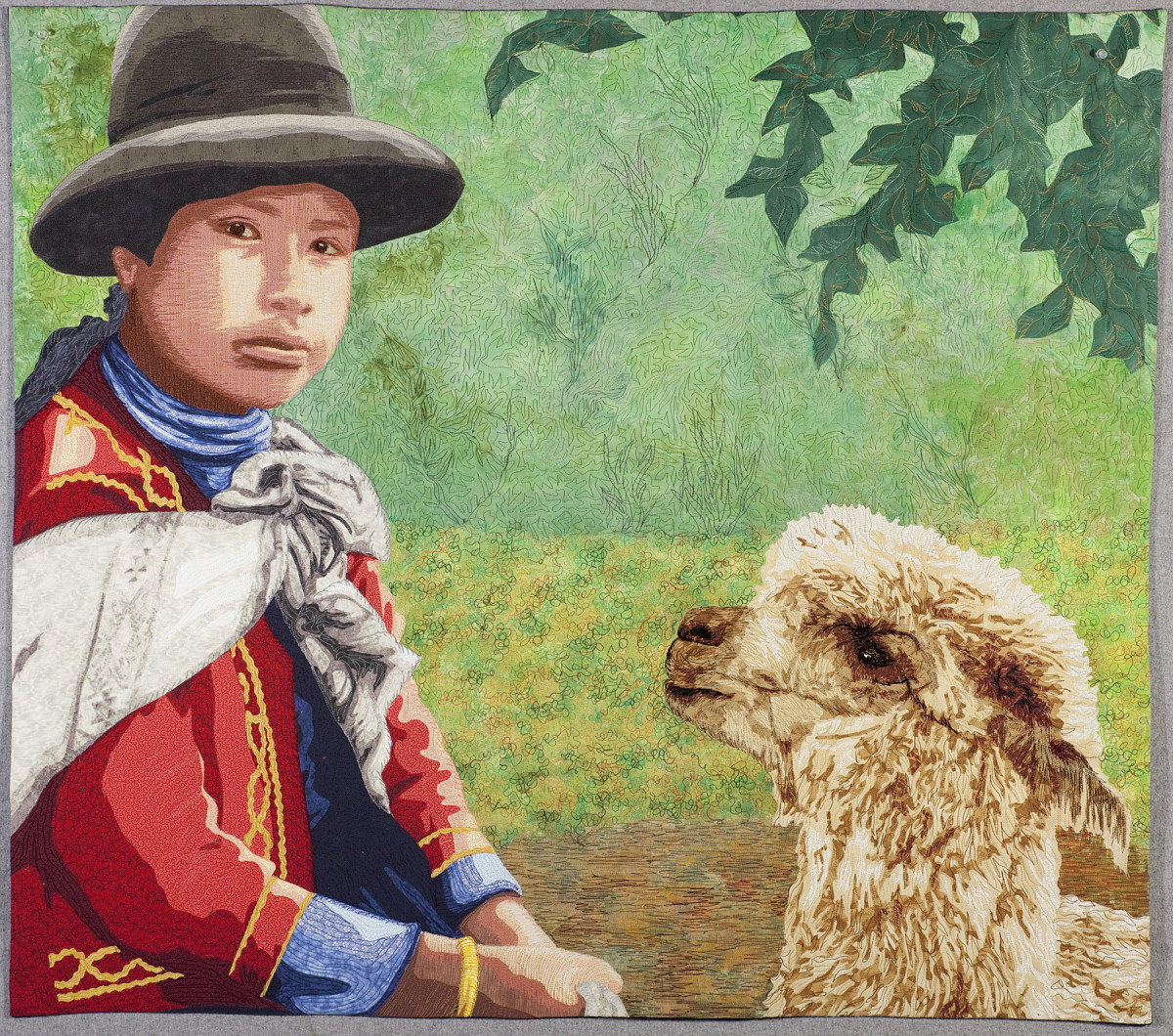 Peruvian Girl with Llama by Lea McComas 