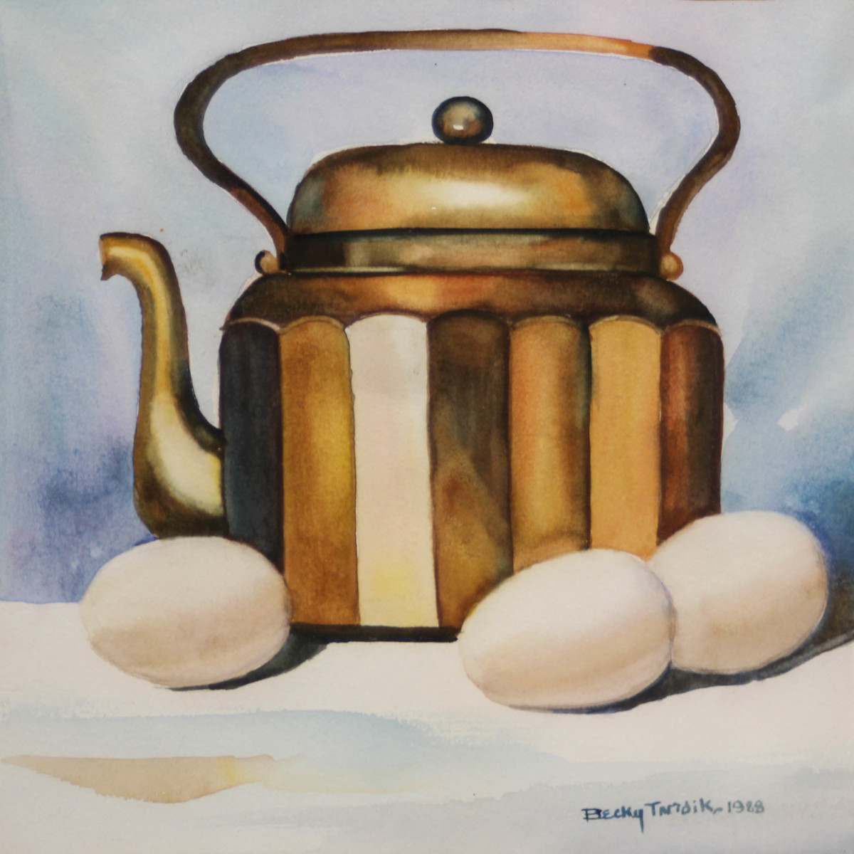 Tea Kettle & Eggs by Becky Tardick, Image 1.