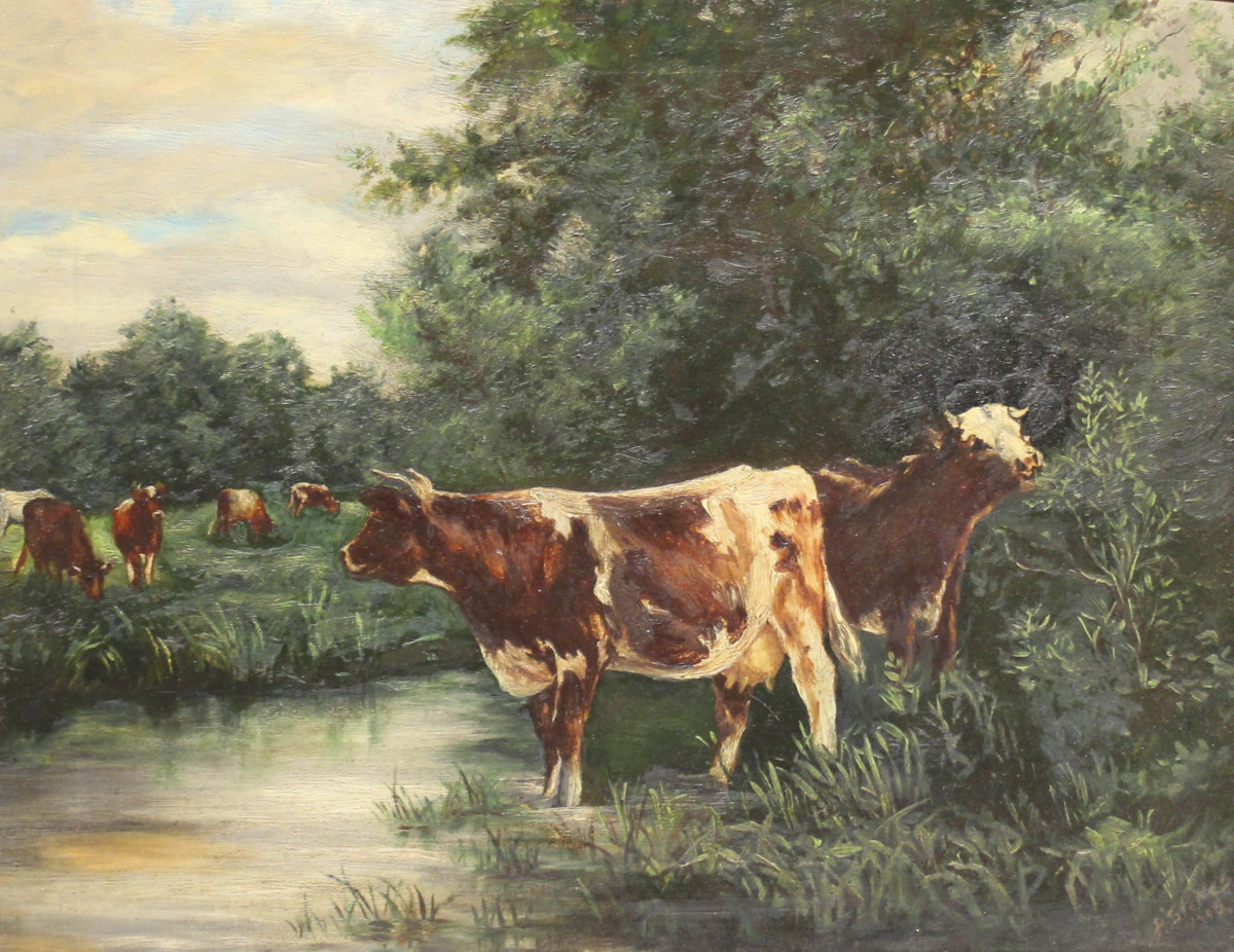 Grazing Cows by unknown Stokes 