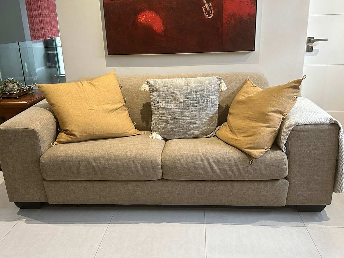 Brown upholstered couch, Image 1.
