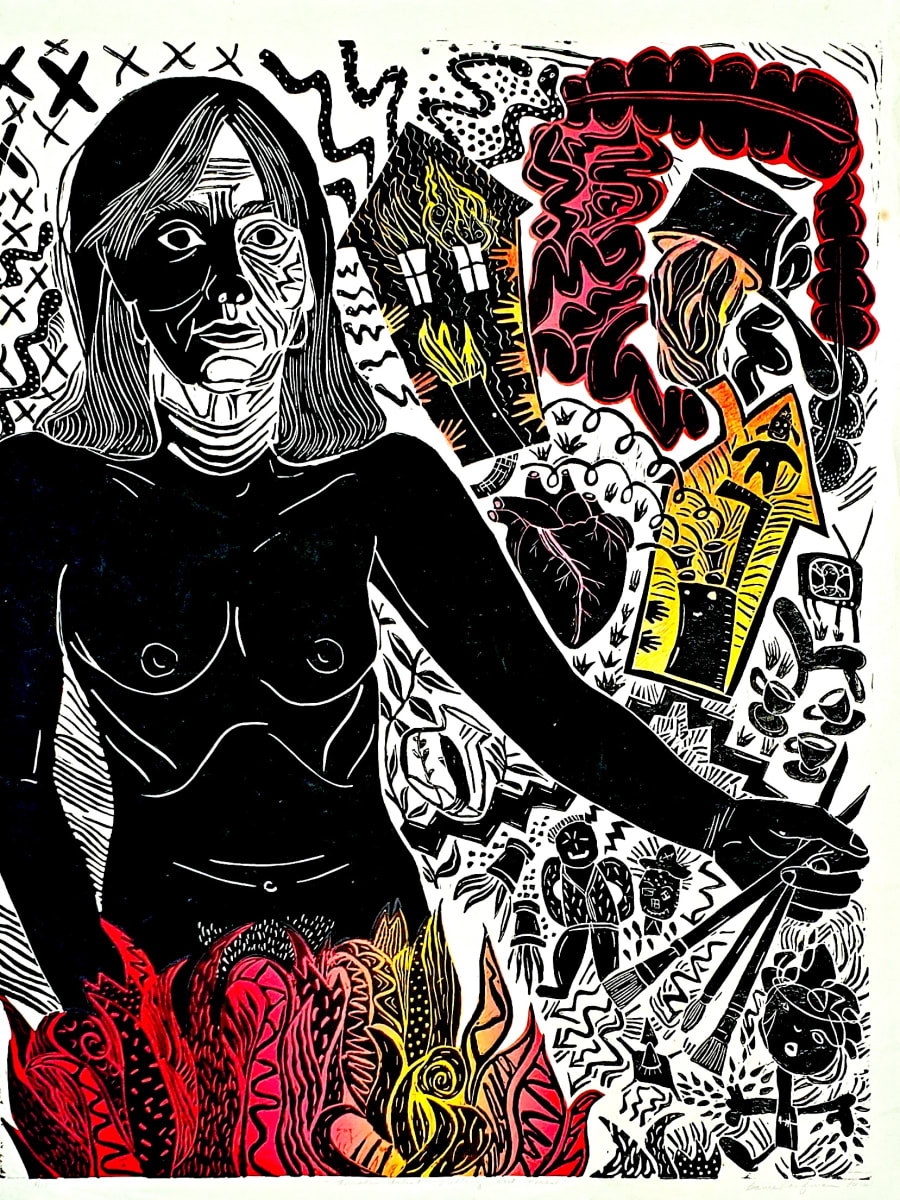 Female Artist Putting Out Fires by Barrie l Kaufman 