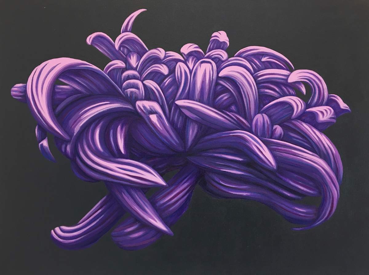 Midnight Shimmer by Nicci Sevier-Vuyk  Image: Midnight Shimmer, acrylic pop art floral painting