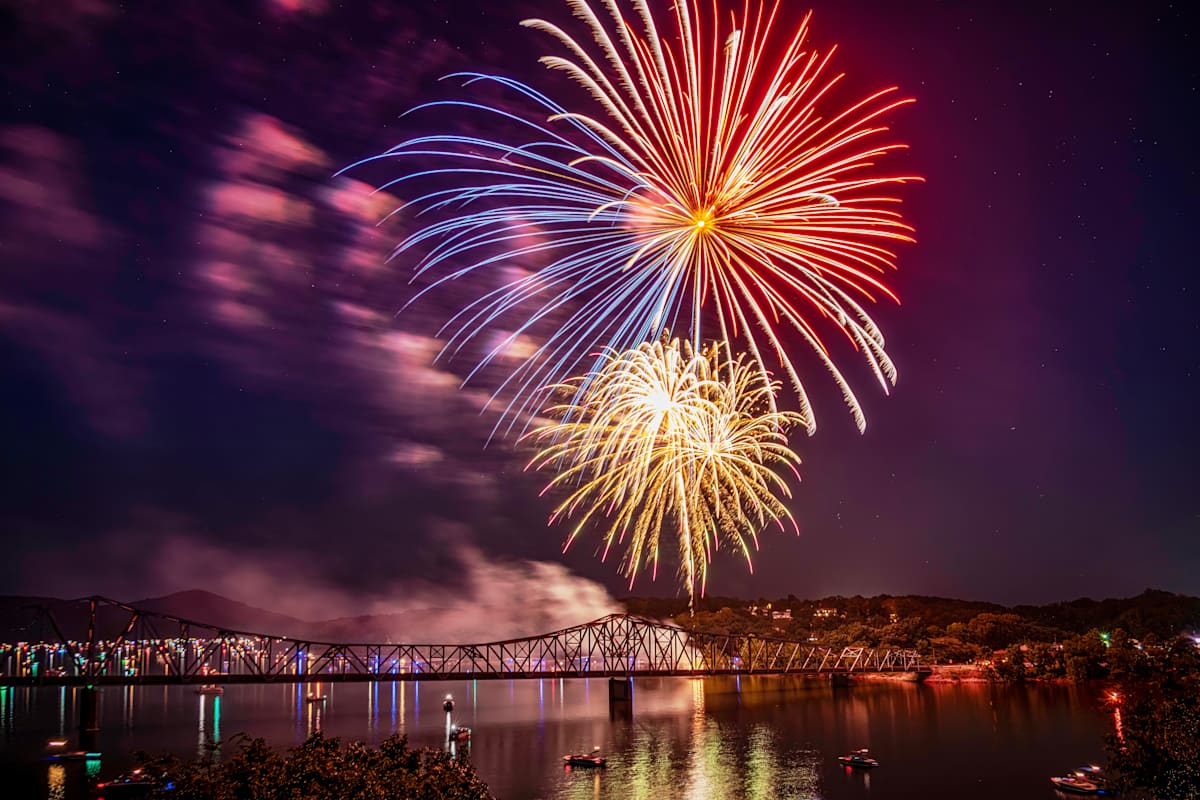 Fire Meets Water at the Shell Knob Bridge by Jane Ballard 