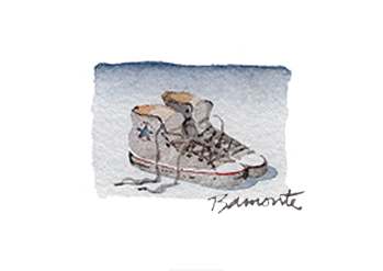 Dave's Sneakers by The Red Sable Studio  Image: This was a Red Wagon called 'Flexable Flyer' that was up at my Grandparents house. We use to ride it down this hill behind the house. One we had three four year olds and my brother who was five on it down the hill. So much fun!