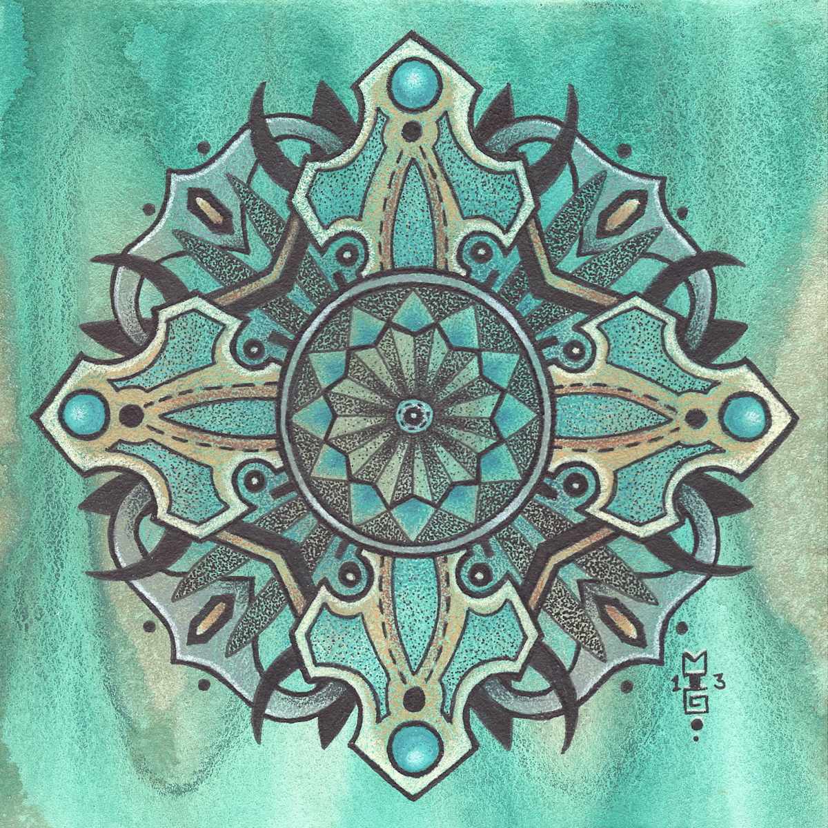 Aqua Horn Mandala by Michael T. Gardner 