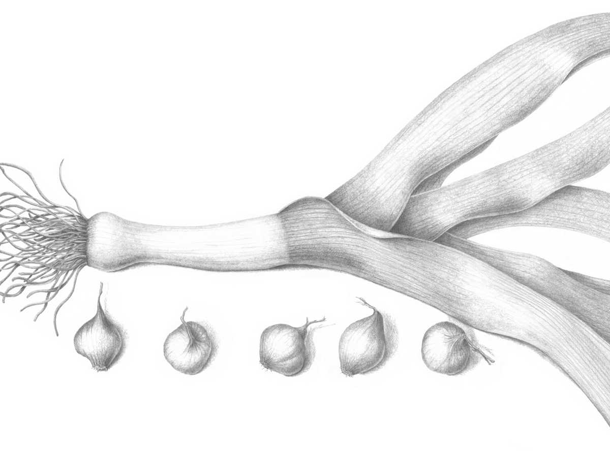 Leek With Pearl Onions - Drawing by Mary Ahern  Image: The leek made me laugh when I went to cook and realized she looked like a ballerina. She looks like a dancer in a tutu modeling for her fans. But maybe that's just me.